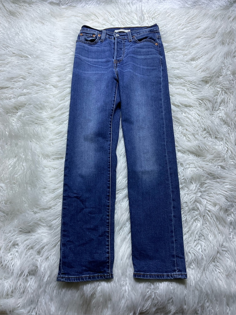 Levi's Womens Wedgie Straight Jeans Indigo Here We Go